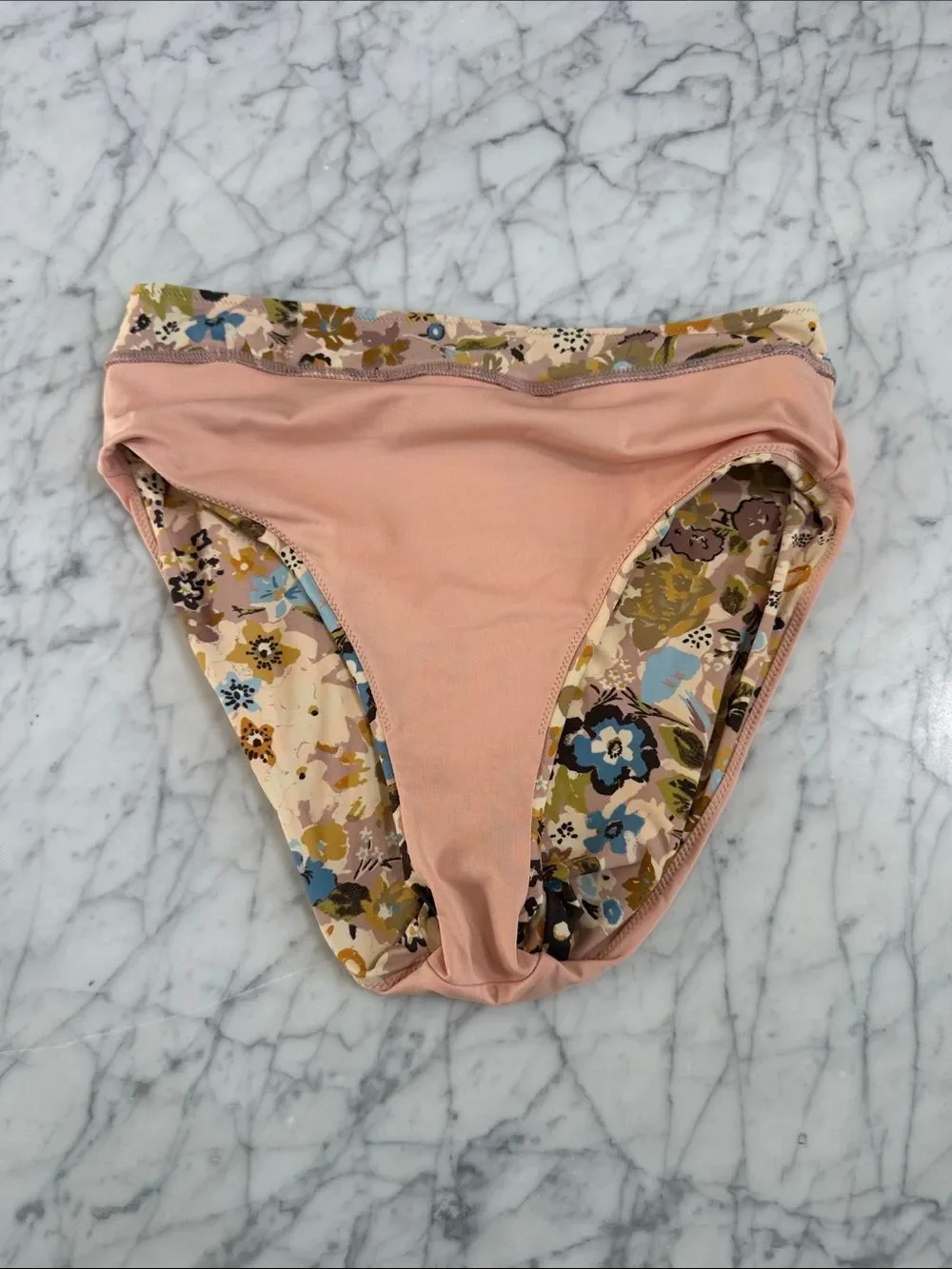 Madewell Floral Dusty Blush High Waisted Bikini Bottom Sz M